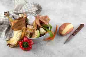 Free photo arrangement of compost made of rotten food