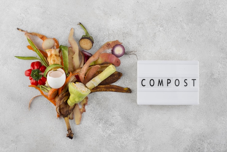Free Photo arrangement of compost made of rotten food