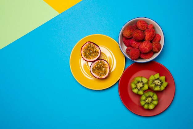 Arrangement of delicious exotic fruits