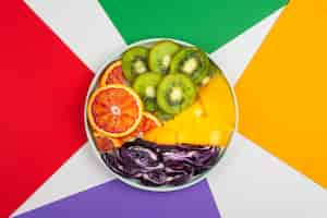 Free photo arrangement of delicious fresh fruits and veggies