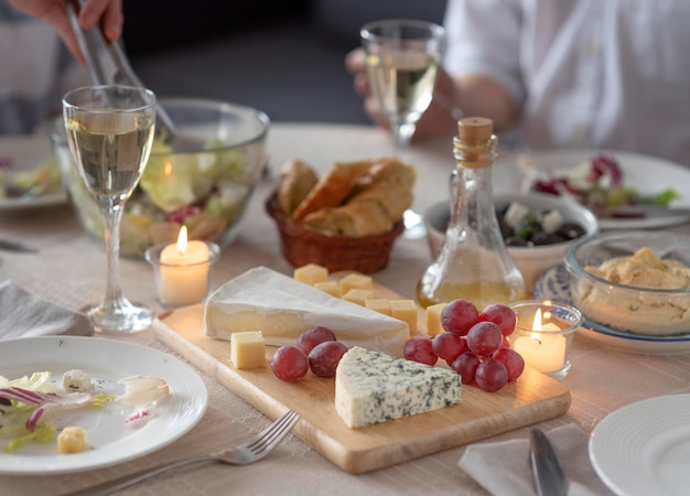 Arrangement of delicious meals on the table