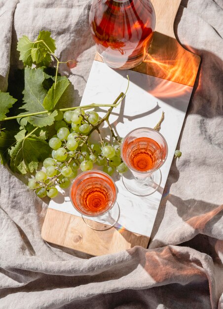 Arrangement of delicious picnic goodies on a blanket