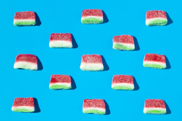 Free photo arrangement of delicious sweet watermelon candies