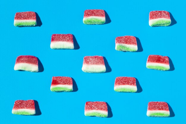 Arrangement of delicious sweet watermelon candies