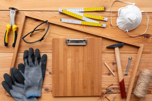 Arrangement of different artisan workshop objects