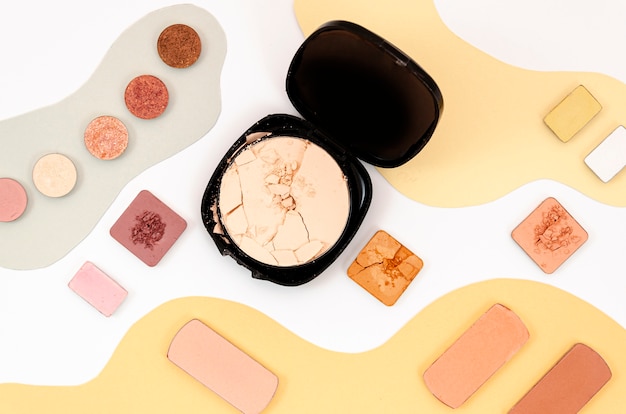 Free photo arrangement of different colorful cosmetics