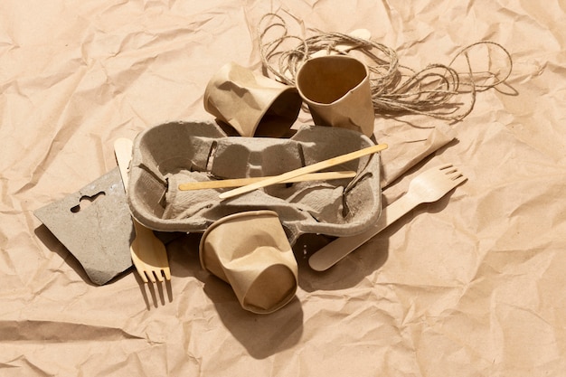 Free photo arrangement of different trashed objects