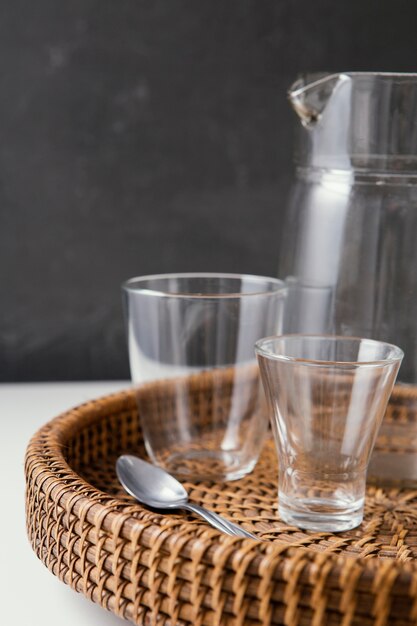 Arrangement of elegant tableware on the table