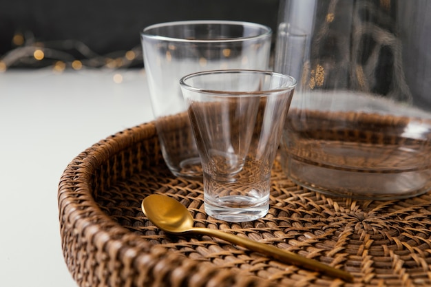 Arrangement of elegant tableware on the table