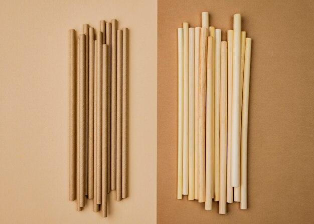 Arrangement of environment friendly straws top view