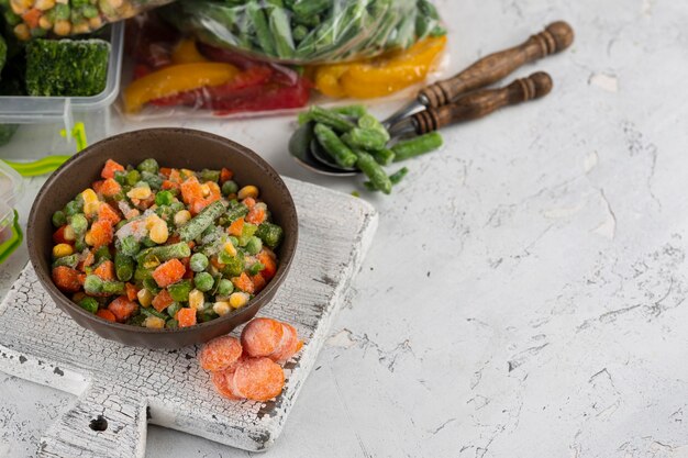 Arrangement of frozen food on the table