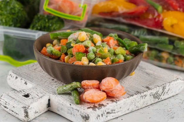 Arrangement of frozen food on the table