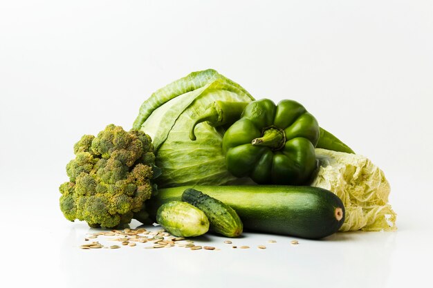 Arrangement of green fresh vegetables