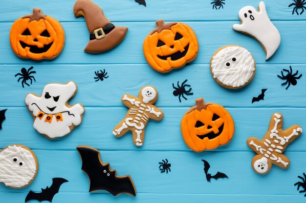 Arrangement of halloween cookies