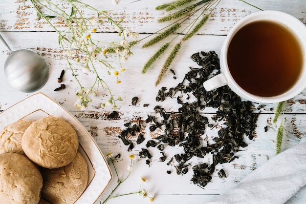 Arrangement of ingredients for a delicious warm tea