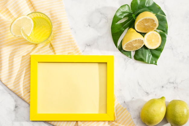 Free photo arrangement of lemons with copy space