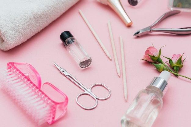 Arrangement of nail care accessories for salon