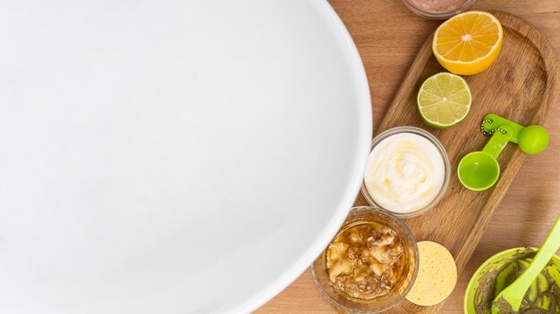 Arrangement of natural ingredients for face masks