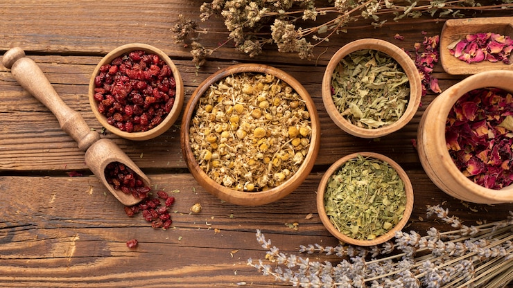 Free Photo arrangement of natural various herbs