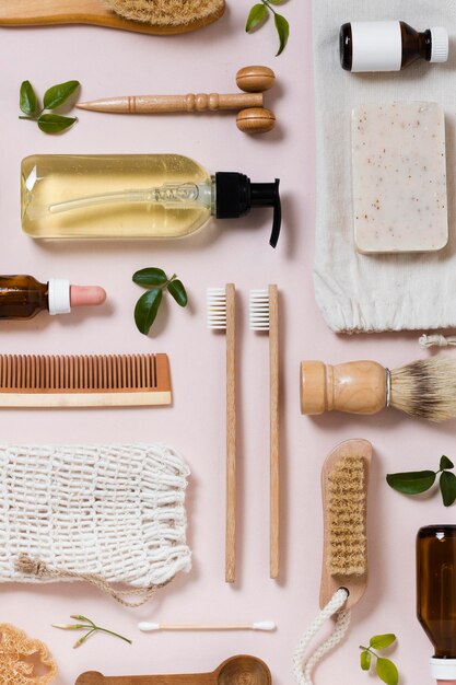 arrangement of oil and spa accessories
