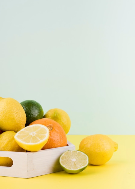 Arrangement of organic fruits on the table