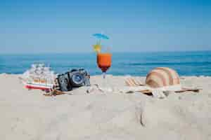 Free photo arrangement on tropical beach