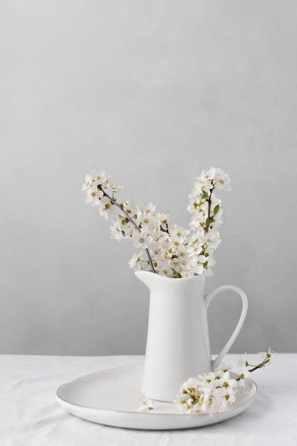 Free photo arrangement of white table for a delicious meal