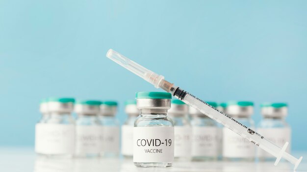 arrangement with coronavirus vaccine bottle