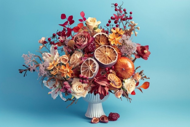 Free photo arrangement with decorative dried fruits and vegetables