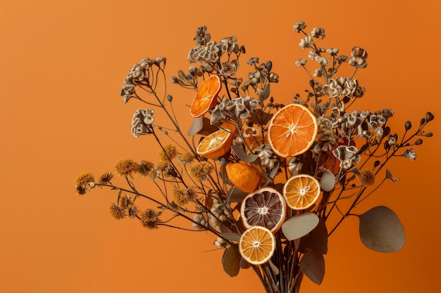 Foto gratuita disposizione con frutta e verdura secca decorativa