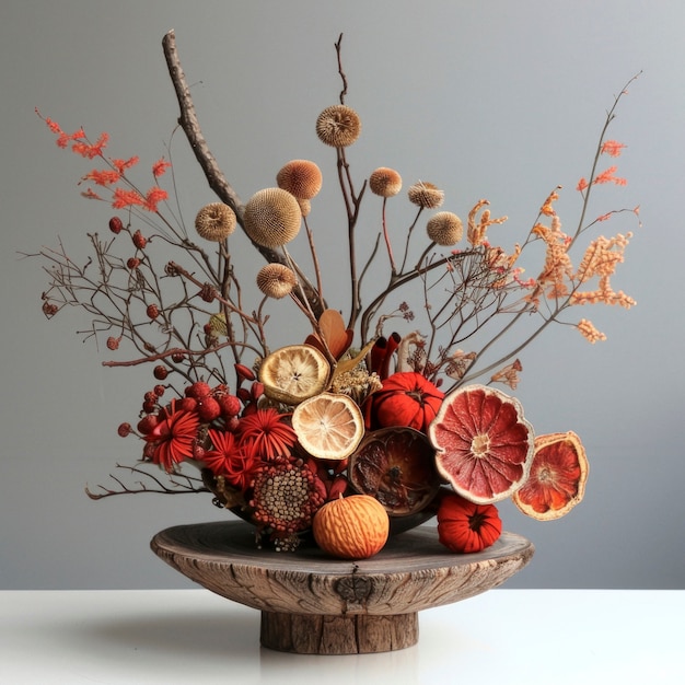 Free photo arrangement with decorative dried fruits and vegetables