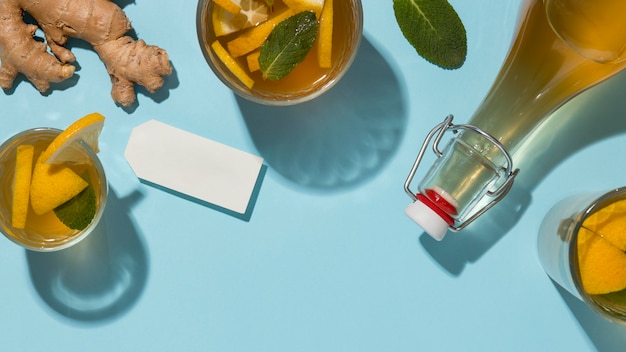 Arrangement with delicious kombucha drink