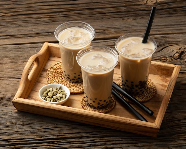 Free photo arrangement with delicious traditional thai tea