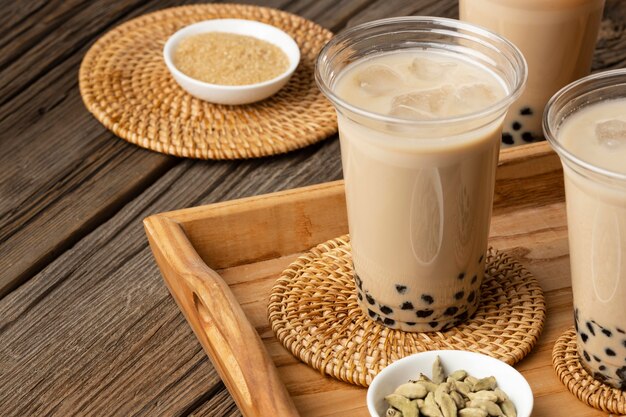 Arrangement with delicious traditional thai tea