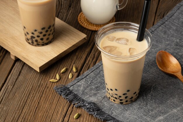 arrangement with delicious traditional thai tea