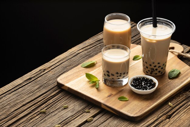 arrangement with delicious traditional thai tea