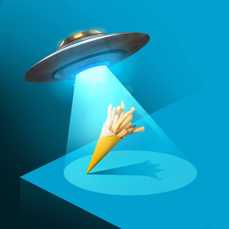 Free Photo arrival of aliens concept with fries