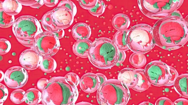 Free photo art background of a brain bubbles factory