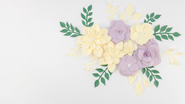 Art concept with colorful paper flowers