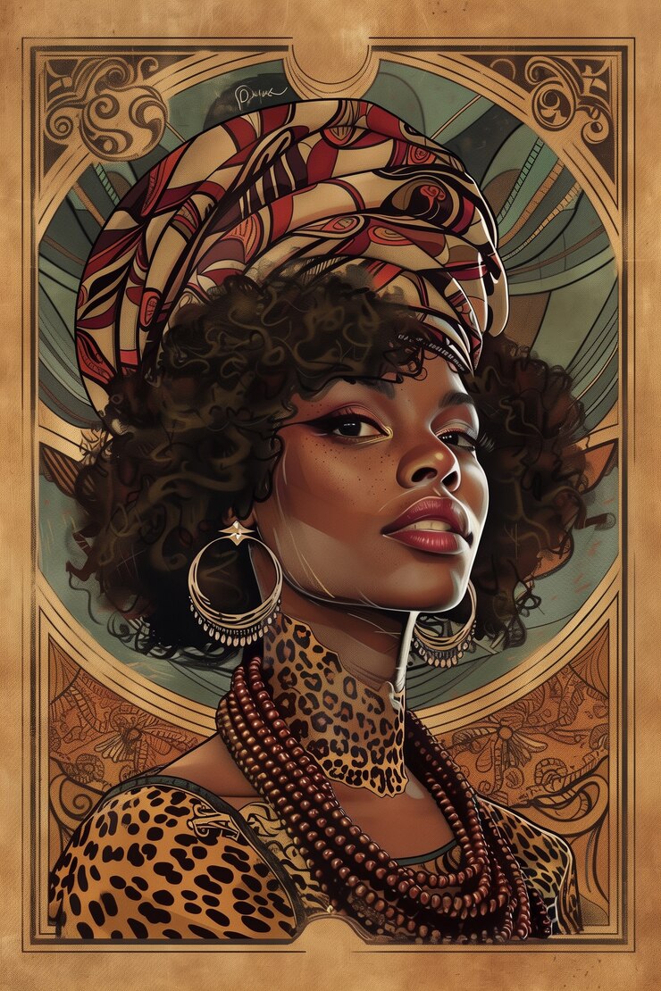 Free Photo art nouveau portrait of beautiful woman