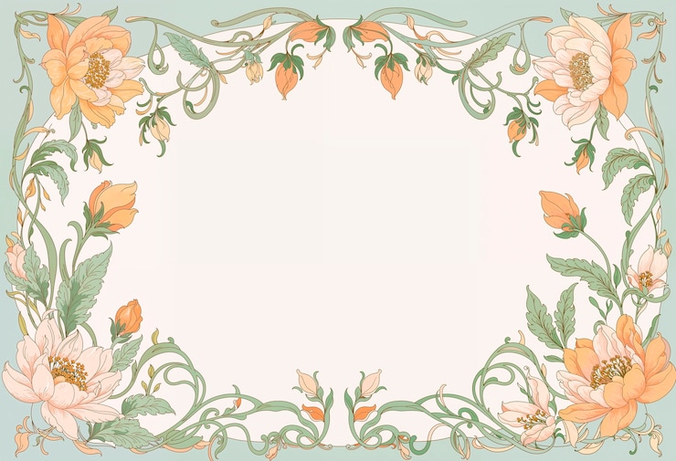 Free Photo art noveau beautiful flowers