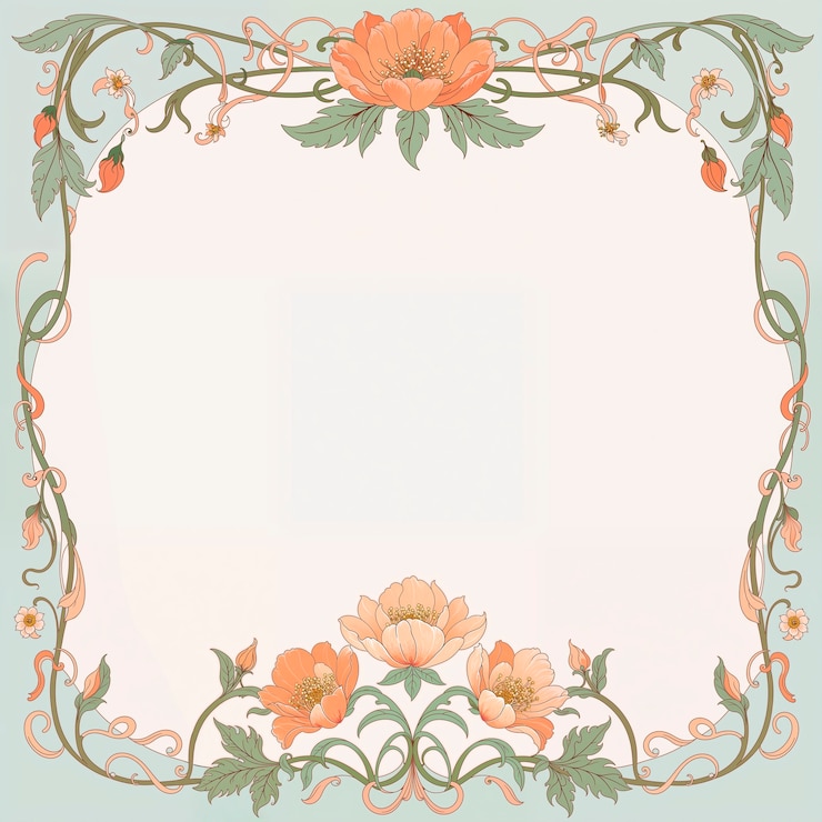 Free Photo art noveau beautiful flowers