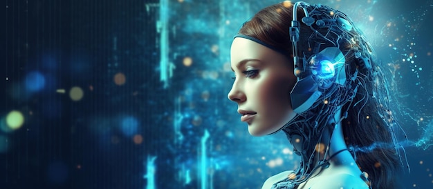 artificial intelligence concept woman communication concept