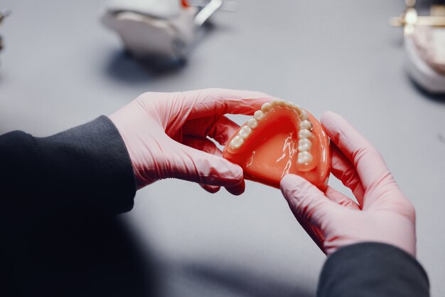 Artificial jaw in the dentist's office