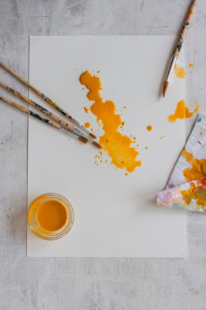 Artist props collection on table