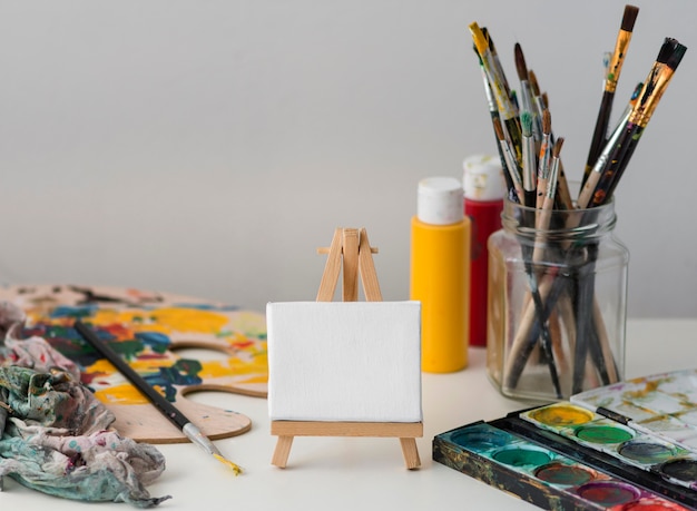 Artist props on table