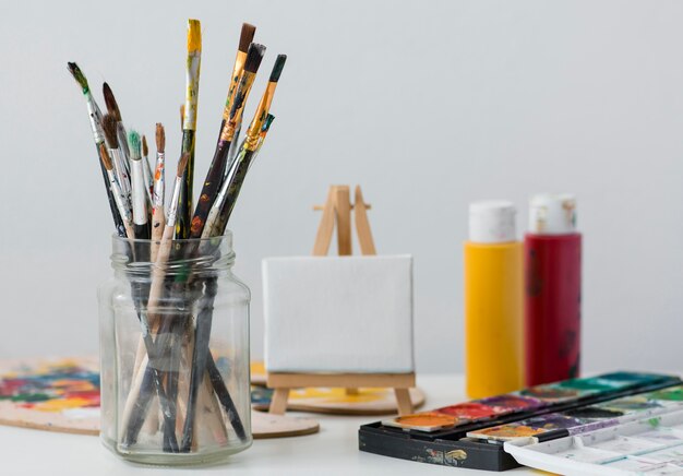 Artist props on table