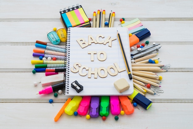 Artistic back to school decoration with notebook