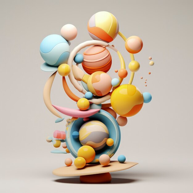 Artistic creation made from 3d geometric shapes