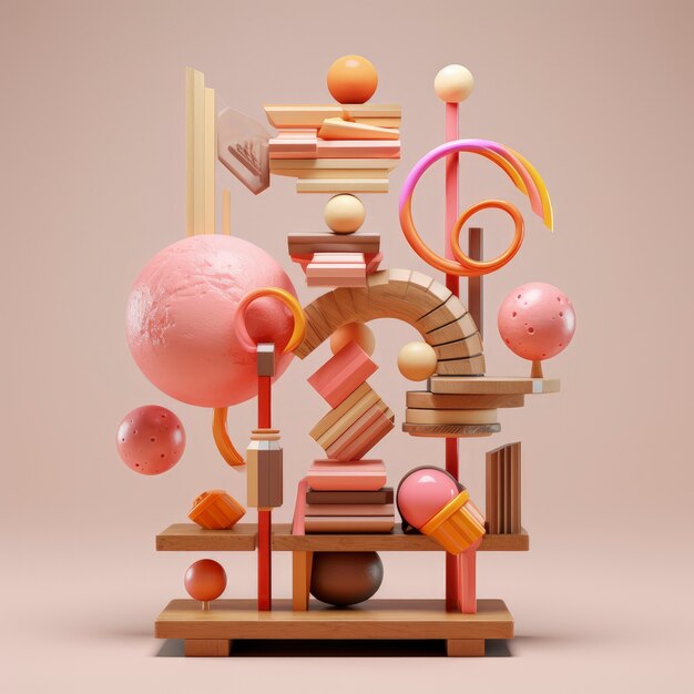 Artistic creation made from 3d geometric shapes